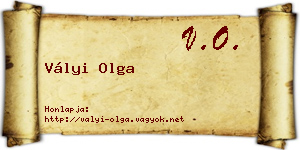 Vályi Olga névjegykártya